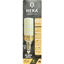 (1 Adet) Heka 10W (70W) Sarı-Günışığı-Beyaz E14 Duylu Üç Renkli LED Mısır Ampul