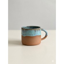 N'Art El Yapımı Stoneware Kahve Kupası 220 ml - Mat Kahverengi & Akdeniz Mavisi