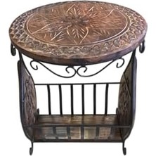 Savlar Store Otantik Çarşı Eskitme Ahşap Ferforje Sehpa Gazetelik