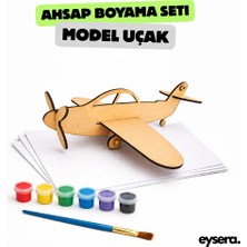 Eysera  Ahşap Boyama Seti, Model Uçak Boyama Kiti – Montessori Eğitici Oyuncak
