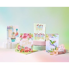 Savlar Store Kutulu Doğum Günü Kartı Çeşitleri, Çiçekli ve Mumlar (4 Sayımlı)