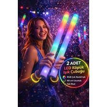Toyfest LED Köpük Işık Çubuğu 2 Adet 40 cm Rgb Işıklı Parti Konser Düğün Doğum Günü Eğlence Çubuğu Tek Mod