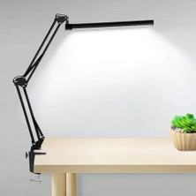 Savlar Store Smayling Kelepçeli LED Masa Lambası | Ayarlanabilir Salıncak Kol, Göz Yormayan Okuma Işığı, 3 Işık Modu & 10 Parlaklık, Ofis/ev Için – Siyah