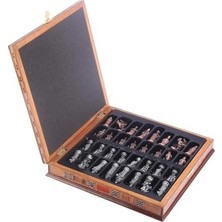 Savlar Store Büyük Boy Metal Osmanlı Bizans Satranç Takımı Parlak ve El Yapımı Masif Ahşap Sandıklı Satranç Tahtası