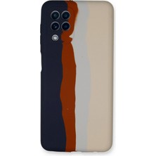 Twin Store Galaxy A22 Kılıf Ebruli Lansman Silikon - Lacivert-Krem