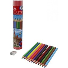 Savlar Store Kuru Boya Kalemi, Kırmızı Metal Tüp Kutu, 12 Renk, Tam Boy, Kalemtıraş Hediyeli, Yumuşak Mineli, Kırılmaya Dayanıklı Uçlar, Kolay Açılır