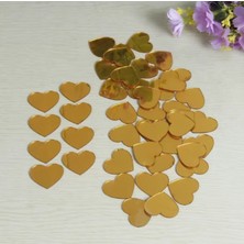 Zafrak Reklam Dekor Süs Ayna Gold Kalp 100X Adet Pleksi Dekoratif 3cm Pleksi Kendiden Yapışkanlı
