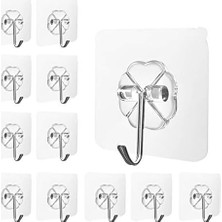 Savlar Store Maxaztex 12 Adet Kendinden Yapışkanlı Kanca, Delmeden – Şeffaf Duvar Askısı, 304 Paslanmaz Çelik, Su Geçirmez ve Yağa Dayanıklı, Çok Amaçlı Yapışkan Kanca, Mutfak, Banyo, Tavan ve Fayans Için, Taşıma