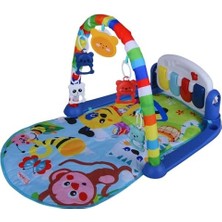 Savlar Store Premium 5-In-1 Piyanolu Oyun Halısı-Işıklı,çoklu Melodi,çift Yönlü Çıngırak (Mavi)