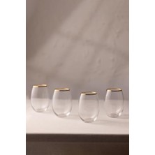 Savlar Store Astoria Premium Su Bardağı Serisi - Altın Yaldızlı Kristal Cam - 4 Parça 350CC Kapasiteli - El Işçiliği Detaylar - Su Servisi