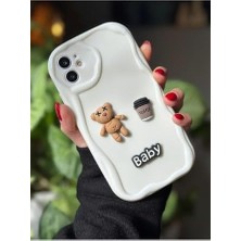 Savlar Store 11 ile Uyumlu Krem Baby Tasarımlı Yumuşak Silikon Kamera Korumalı Ayıcıklı Kılıf