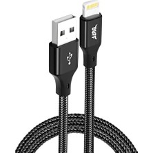 Savlar Store Buff BL71 USB To Lightning 2.4A 1.2m Örgülü Data ve Şarj Kablosu (Siyah)
