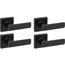 Savlar Store Breton Iç Mekan Gizlilik Kapı Kolu Kilitli 4'lü Paket, Banyo ve Yatak Odası Için Kapı Kolu, Mat Siyah Ters Çevrilebilir Anahtarsız Dönüş Kilidi, Mikroban Korumalı