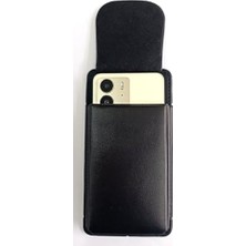 Savlar Store Kemere Takılan Lüks Deri Telefon Kılıfı, Mıknatıslı, 17X8 Cm, Siyah