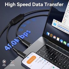 Savlar Store 2in1 Örgü Kablo ile Uyumlu Type-C Pd 3.1 140W Hızlı Şarj