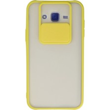 Twin Store Galaxy J7 Kılıf Palm Buzlu Kamera Sürgülü Silikon - Sarı