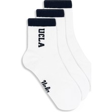 Ucla Julıo 3\\\'lü Beyaz Uzun Jakarlı Pamuk Standard Fit Unisex Çorap