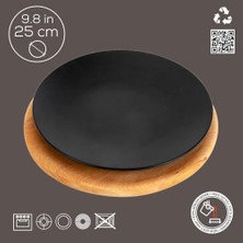 Savlar Store Döküm Yuvarlak Tabak, Çap 25, Ahşap Altlıklı - Lv As 170