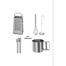 IKEA 5 Parça 4lü Set, Idealısk Rende 2'li Çırpıcı Seti Frk Koncıs Çelik Sarımsak Ezici Idealısk Un Eleği