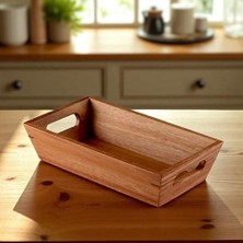Savlar Store Akasya Ağacından Ekmek Sepeti - Doğal Ahşap Ekmeklik, Şık Ekmek Sunumluk (23X13X7CM) - Kahvaltı ve Sofralar Için Servis Sepeti