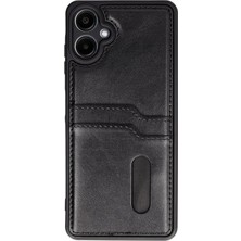 Twin Store Galaxy A06 Kılıf Sara Kartvizitli Deri Kılıf - Siyah