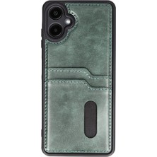Twin Store Galaxy A06 Kılıf Sara Kartvizitli Deri Kılıf - Koyu Yeşil
