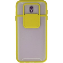 Twin Store Galaxy J7 / J730 Kılıf Palm Buzlu Kamera Sürgülü Silikon - Sarı