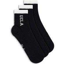 Ucla Julıo 3\'lü Siyah Uzun Jakarlı Pamuk Standard Fit Unisex Çorap