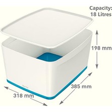 Savlar Store 52161036 A4 Mybox Kapaklı Geniş Saklama Kutusu, Beyaz/metalik Mavi