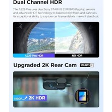 Savlar Store A229 Plus 3 Kameralı Ön-Iç-Arka 2K+2K+1080P Hdr Starvis 2 Wifi Gps’li Araç Kamerası