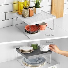 Savlar Store Dolap Içi Düzenleyici Katlanır Dekoratif Büyük Raf, Tabak, Bardak Rafı, Mutfak Düzenleme Rafı (Beyaz) (30CM*30CM*15CM)