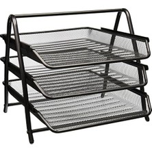 Savlar Store Mektup Tepsisi Masa Düzenleyici, 3 Katmanlı Mesh Kağıt Tepsisi, Belge, Mektup, Ofis Kağıt Düzenleyici, Siyah