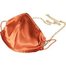 Savlar Store Of Silk %100 Ipek Kiremit Rengi Ağız Maskesi Zincir Detaylı