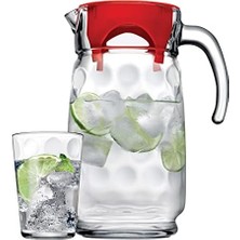 Savlar Store Space Su Takımı Kırmızı Kapaklı 1600 cc Sürahi ve Su Bardağı