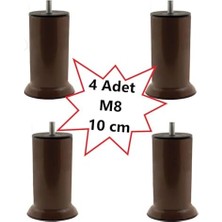 Savlar Store Mobilya Kanepe Koltuk Çekyat Yükseltme Ayağı Ince Diş M8 Kahverengi Plastik 10 cm 4 Adet