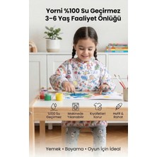 Yorni 3-6 Yaş Family, Cırtlı, Sıvı Geçirmez, Makinede Yıkanabilir, Uzun Kollu Çocuk Faaliyet Aktivite Mama Önlüğü