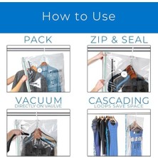 Savlar Store 3'lü Askılı Vakumlu Hurç Elbise Torbası Kılıfı 145X70 105X70 90X60 Vakumlu Gamboç Kıyafet Koruma ve Saklama Çantası Dolap Düzenleyici Organizer