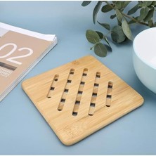 Savlar Store Bambu Dayanıklı Ahşap Tencere ve Tava Altlığı Kaymaz Mutfak Servis Ürünü (Kare)
