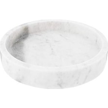 Savlar Store Co-Op DF2369 20,32 cm Yuvarlak Oymalı Mermer Tepsisi, Beyaz