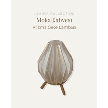 Korixa Korıxa Prizma Tasarım Gece Lambası Modern Dekoratif LED Abajur, Tripod Ayaklı Moka Kahvesi