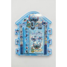 Vera House Stitch Figürlü Kırtasiye Seti - Kalem Silgi Not Defteri Kalemtıraş Cetvel Seti