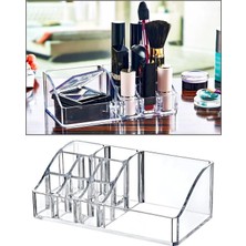Savlar Store Porselen Diyarı 9 Bölmeli Çok Amaçlı Şeffaf Makyaj Organizeri - Kozmetik Ürün Düzenleyici - Kalem Makyaj Organizer Şeffaf 21 x 16