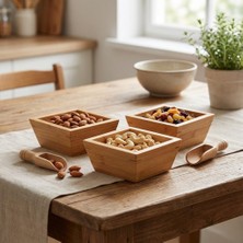 Savlar Store Doğal Bambu Kare Çerezlik ve Sunum Kasesi – 10X10 cm Kahvaltılık Zeytinlik, Sosluk, Drajelik ve Kahve Yanı Lokumluk (1 Adet)