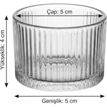 Savlar Store 6'lı Çizgili Cam Kase Seti 5x4 cm | Çok Amaçlı Mini Çerezlik Sosluk | Şeffaf Mutfak Servis Sunum Kaseleri | Yoğurt Dondurma Kahvaltılık Kasesi