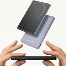 Savlar Store 5000MAH 20W, Kablosuz Şarj Desteği Magsafe ile Uyumlu Güç Bankası Powerbank ile Uyumlu Şarj Seviyesi LED Gösterli Kompak ve Modern Tasarım BJ50