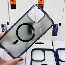 Savlar Store 15 Pro Max Magsafe Mat Manyetik Kılıf Şeffaf ve Siyah Pc Tpu Darbe Önleyici Yükseltilmiş Kamera Koruma Ince Hafif Kapak Siyah