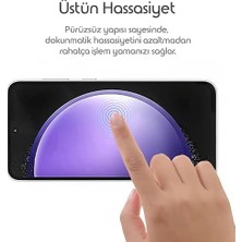 Savlar Store Galaxy S23 Fe Için Ekran Koruyucu Anti-Static Temperli Cam 9h Sertliğinde Ekranı Kaplayan Görüntü Kalitesini ve Dokunmatiği Etkilemeyen Darbelere ve Çizilmeye Karşı Premium Koruma