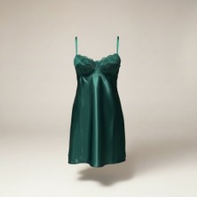 Jupiel Yeşil Saten Gecelik