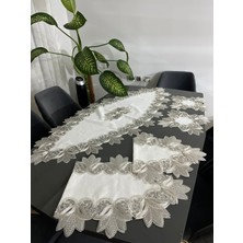 BRL Çeyiz Home Gardenya Fransız Dantelli,güpürlü Lüks Salon Takımı-Runner,salon,oda,sehpa Masa Örtüsü