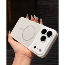Kılıf House Iphone Uyumlu Lens Koruyuculu Silikon Çerçeveli Ag Glass Magsafe Destekli Kılıf